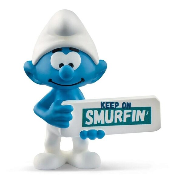 Schleich Smurfs - Smurf with Sign (Keep On Smurfin')