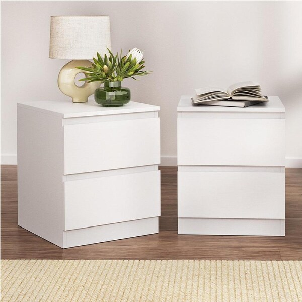 Artiss Bedside Table Nightstand 2 Drawers - Walnut main image 1