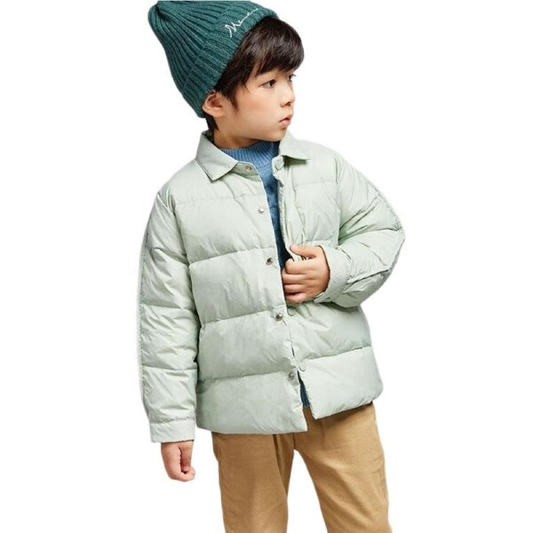 Nevenka Childrens Winter Coats Shirt Collar Lightweight Puffer Jacket-Green 110cm