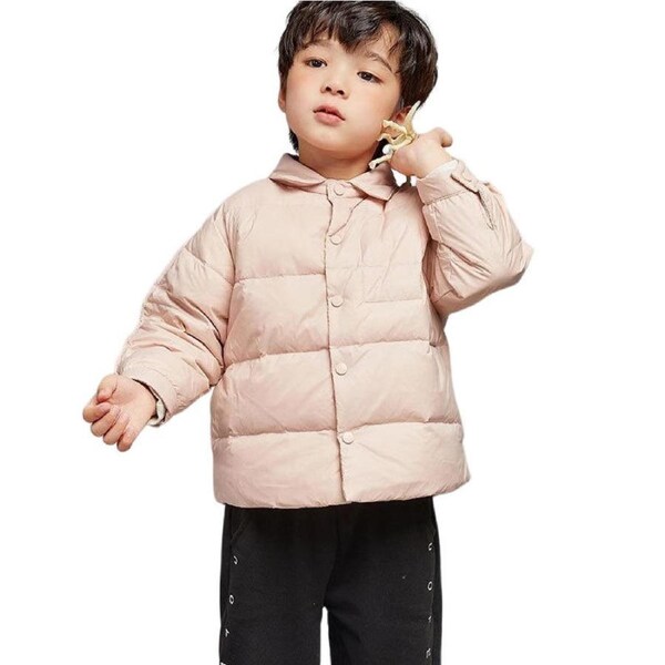Nevenka Childrens Winter Coats Shirt Collar Lightweight Puffer Jacket-Pink 110cm