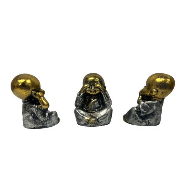 Willow & Silk See-Hear-Speak No Evil 3 Monks 5x4x5cm