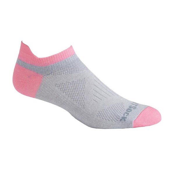 Wrightsock Coolmesh II Tab Lt Grey/Neon Pink Womens Running Socks L