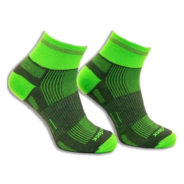 Wrightsock Eco Run Reflective Quarter Grey/Green Unisex Running/Active Socks M