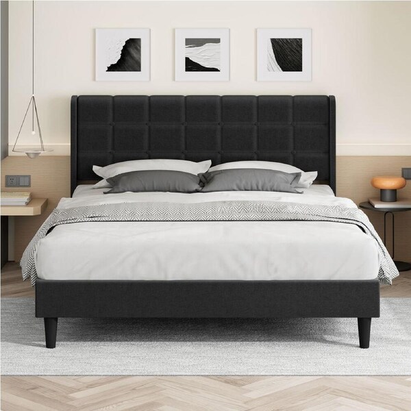 ALFORDSON Bed Frame Queen Size Platform Fabric Charcoal
