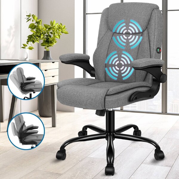 ALFORDSON Massage Office Chair Executive Gaming Racing Seat PU Leather Fabric Fenix Series Fabric Grey