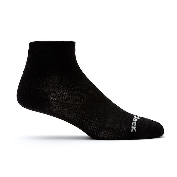 Wrightsock Coolmesh II Quarter Black Unisex Running Active Socks M