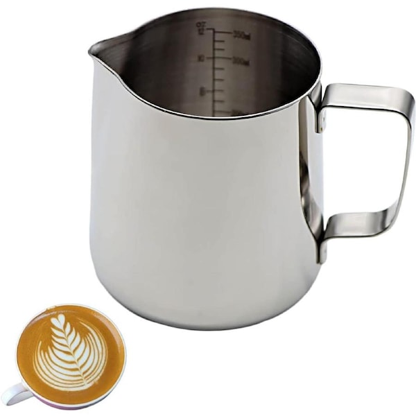 Milk Jug , Milk Frothing Jug,Stainless Steel Milk Pitcher for Making Coffee Cappuccino (12 oz/350 ml)