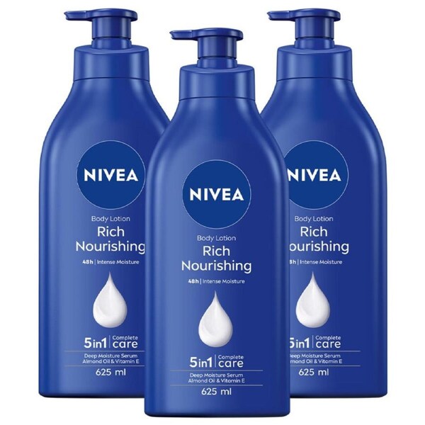 NIVEA Rich Nourishing Body Lotion 3 x 625ml