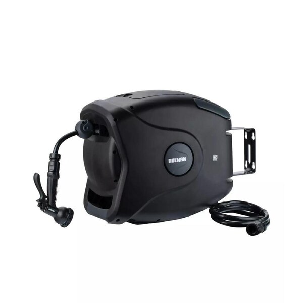 Holman 20m Retractable Garden Hose Reel - Swivel Bracket - Outdoor Gardening Watering w/ Spray Gun