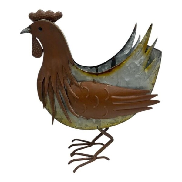 Willow & Silk Distress Finish Chicken Planter/Storage Holder 26x11.5x30.5cm