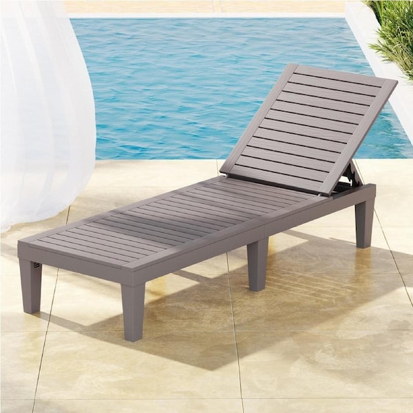 1X Gardeon Sun Lounge Adjustable Recliner Patio Outdoor Furniture Lightweight Brown