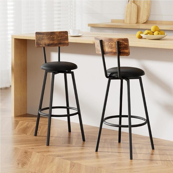 2X Artiss Industrial Bar Stools Upholstered Counter Chairs Cushioned Steel Frame Anti-Scratch