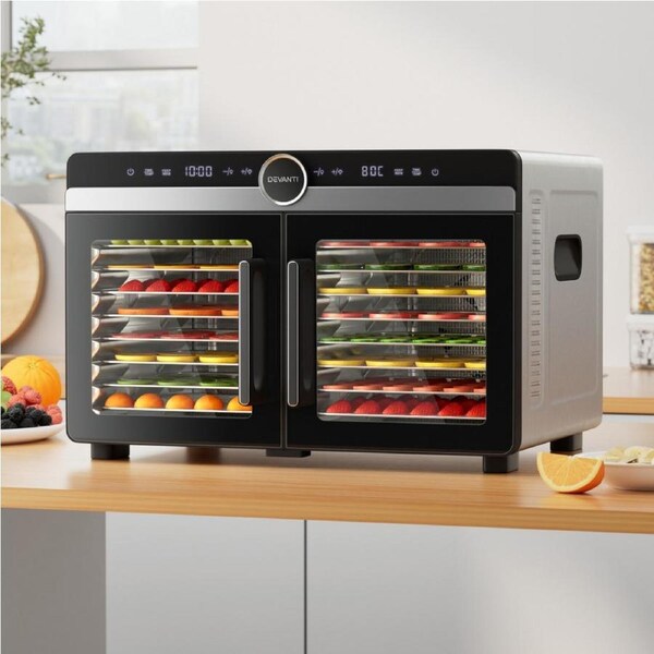 Devanti 16 Trays Food Dehydrator Dual-Zone Stainless Steel