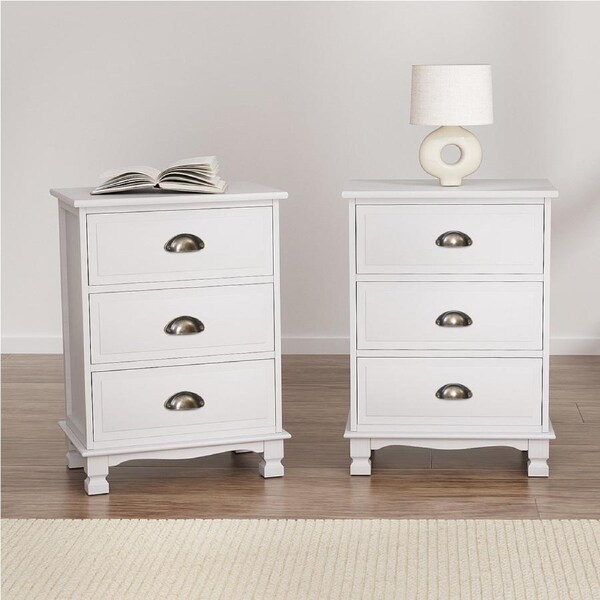 Artiss 2x Bedside Tables 3 Drawers Side Table White