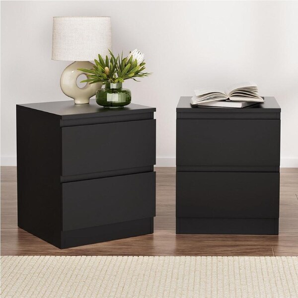 Artiss 2x Bedside Table Side Table 2 Drawers 50cm - PEPE Black