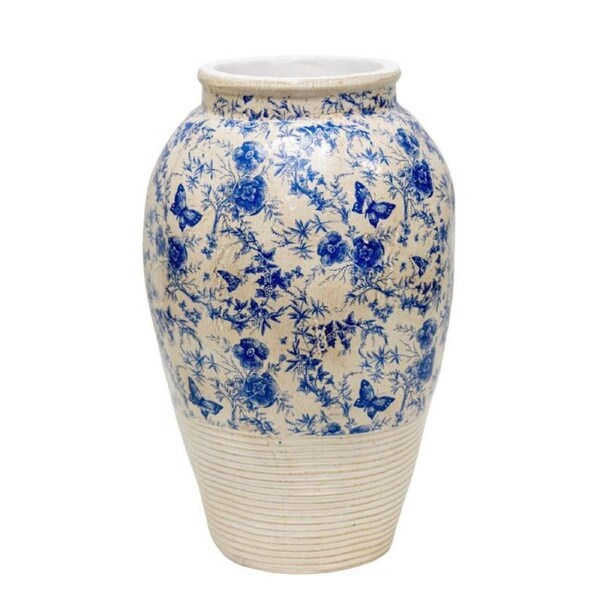 Willow & Silk Glazed Stoneware-Look Vase 27x27x43cm