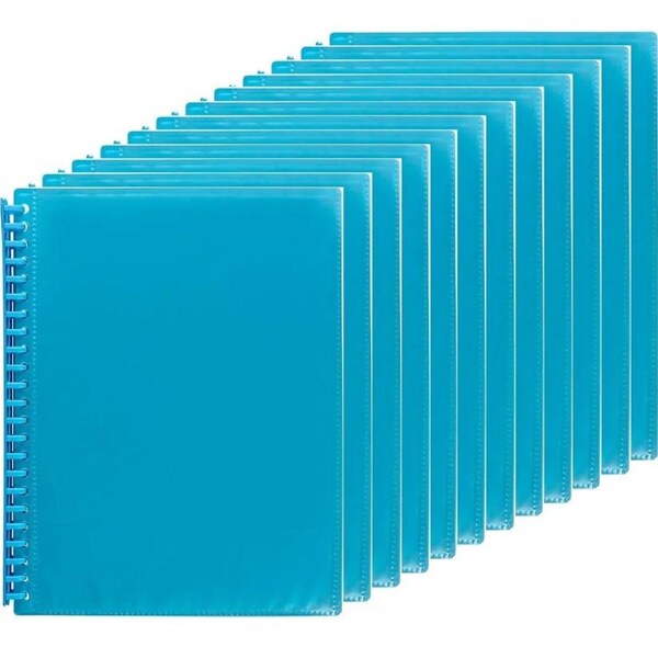 Marbig Refillable Display Book With Insert Cover A4 20 Pocket Blue 12 Pack