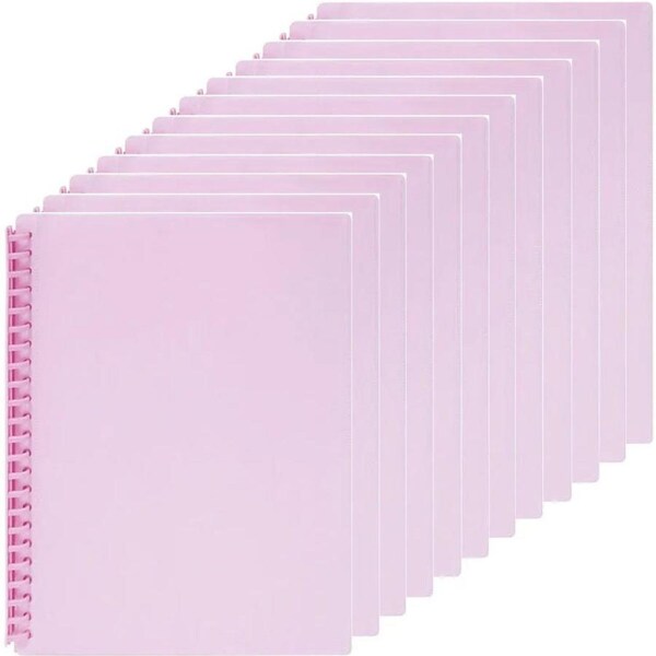 Marbig Refillable Display Book Insert Cover A4 20 Pocket Pastel Pink 12 Pack