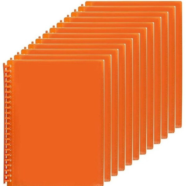 Marbig Refillable Display Book Insert Cover A4 20 Pocket Orange 12 Pack
