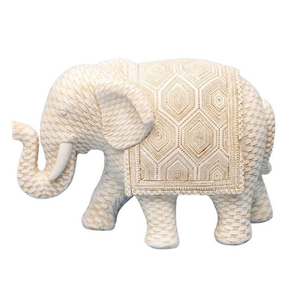 Willow & Silk Woven Look Elephant Ornament 17x7.5x12cm
