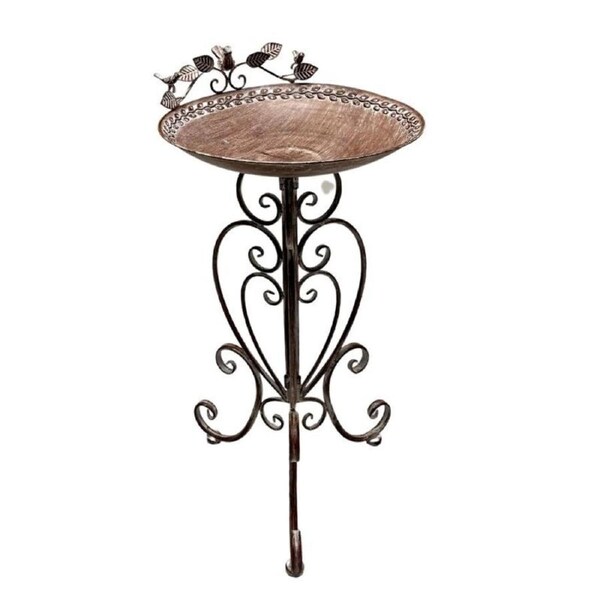 Willow & Silk Leafy Birdbath/Feeder w/Embellished Legs 47x41x80cm