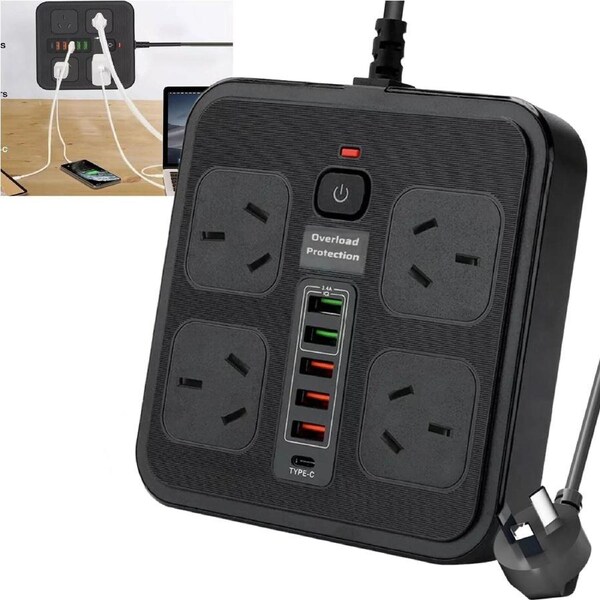 Surge Protector Power Board 4 Outlets USB A C Port Individual Switch Power Strip