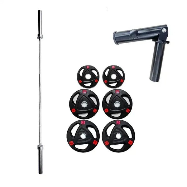 70kg Olympic Weight Plate Set + 20kg Barbell & Landmine Attachment