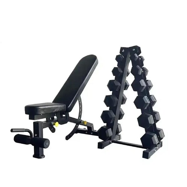 105 kg Hex Dumbbell Set (2.5/5/7.5/10/12.5/15kg*2) with Rack & Bench