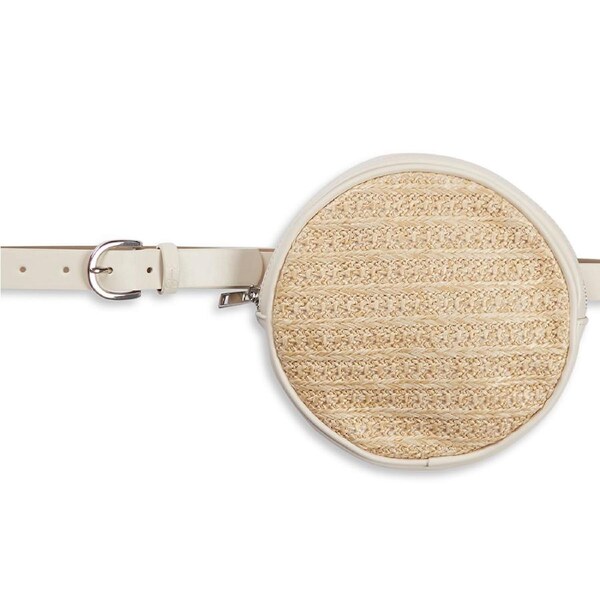 Jessica Simpson Women's Round Styling Hip Belt w/Pouch Bag Natural L-XL