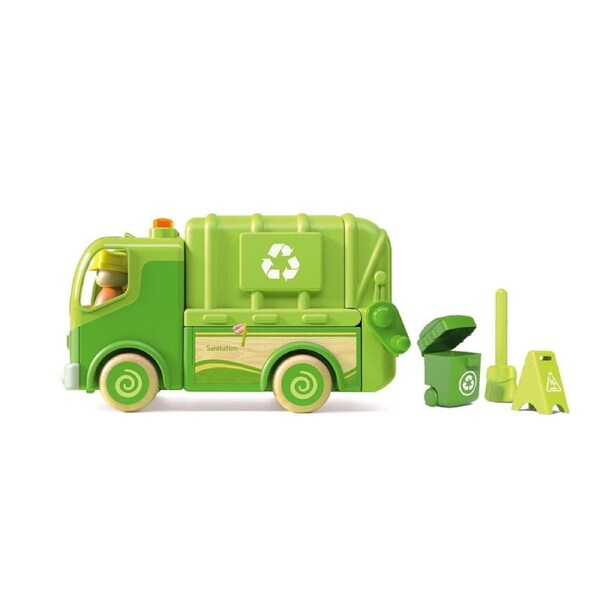 Wanborns Wooden Recycle Sanitation Truck With Sound And Light Kids/Children 18m+