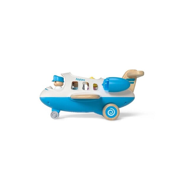Wanborns Wooden Airplane Toy With Sound And Light Blue Kids/Children 18m+