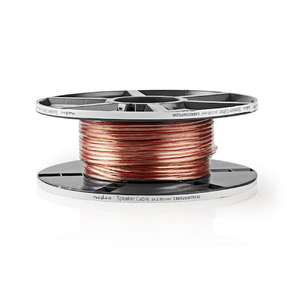 Nedis Speaker Audio Cable 2x2.5mm2 Copper 25m Round PVC Transparent Reel