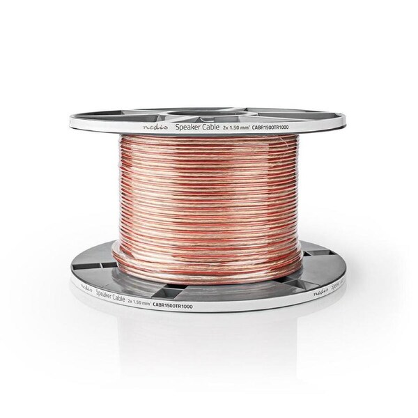 Nedis Speaker Audio Cable 2x1.5mm2 Copper 100m Round PVC Transparent Reel