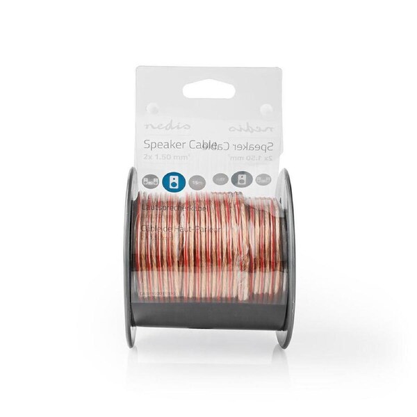 Nedis Speaker Audio Cable 2x1.5mm2 Copper 15m Round PVC Transparent Reel