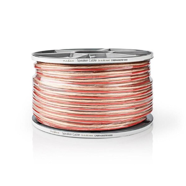 Nedis Speaker Audio Cable 2x4mm2 Copper 100m Round PVC Transparent Reel