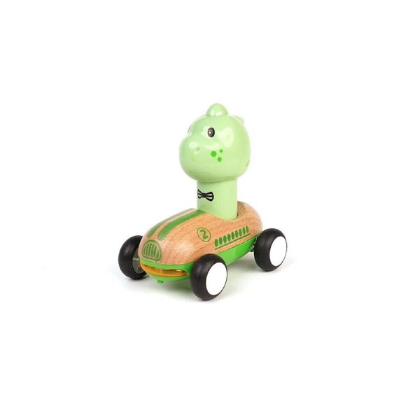 Wanborns Wooden Press Go Racer Dinosaur With Sound And Light Kids/Children 18m+