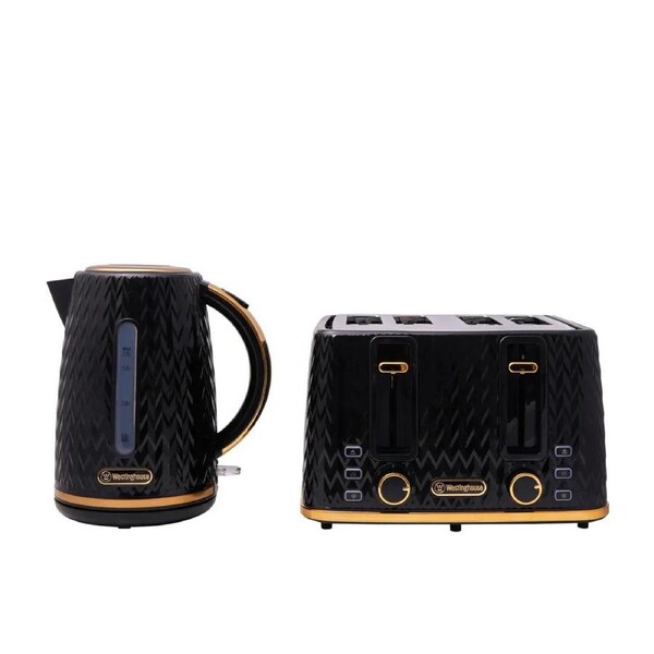 Westinghouse Breakfast Gift Makers Pack - 1.7L Kettle and 4 Slice Toaster - Hot Water Jug Bread Toasting Browning