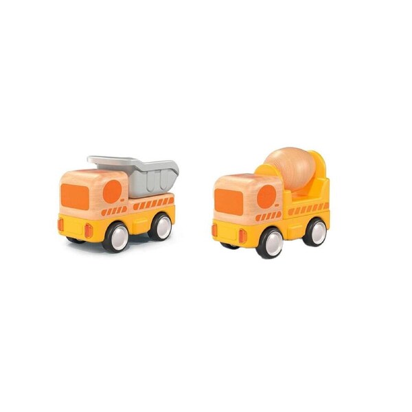 Wanborns Wooden Dump & Concrete Mixer Truck with Sounds and Lights 18m+