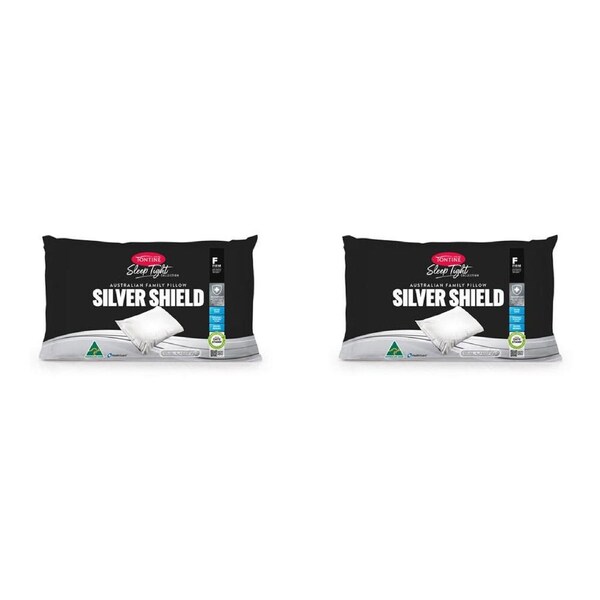 2PK Tontine Sleep Tight Silver Shield Firm Cotton Profile Pillow 46x71cm White