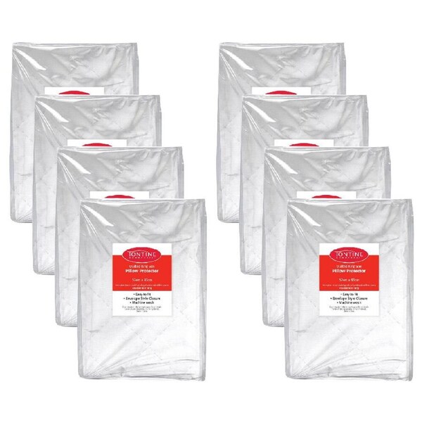 8PK Tontine King Size Quilted Soft Durable Pillow Protector Envelope Style White