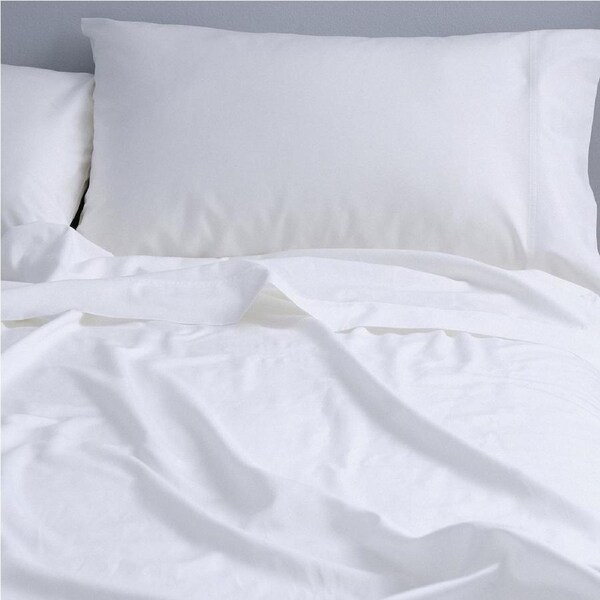 Canningvale Carrara Fitted Sheet Set Alessia Bamboo Cotton White King