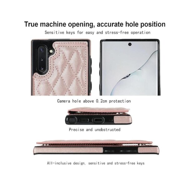3 Cards Leather Case for Samsung Galaxy Note 10, RFID Blocking Material to Protect Card Data - Rose Gold