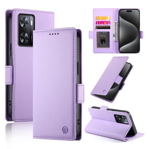 Wallet Case for Oppo A57 4G/A77 4G/A57S 4G,Slim Protective Shockproof Case With Card Holder,Premium PU Leather Kickstand-Purple