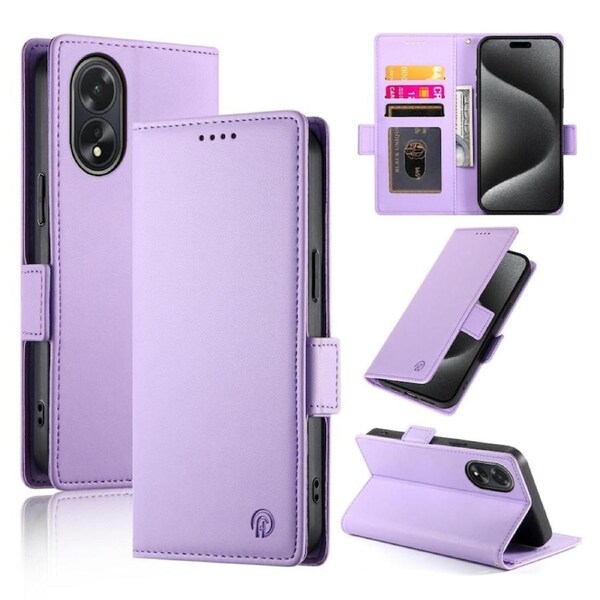 Wallet Case for Oppo A18 4G/A38 4G,Slim Protective Shockproof Case With Card Holder,Premium PU Leather Kickstand-Purple