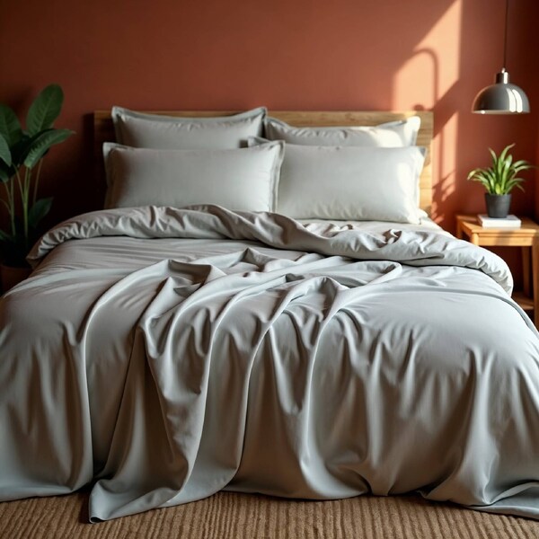 Royal Comfort Bed Set 1 x Bamboo Cotton Balmain Sheet Set And 1 x Bamboo Quilt Dove / Queen