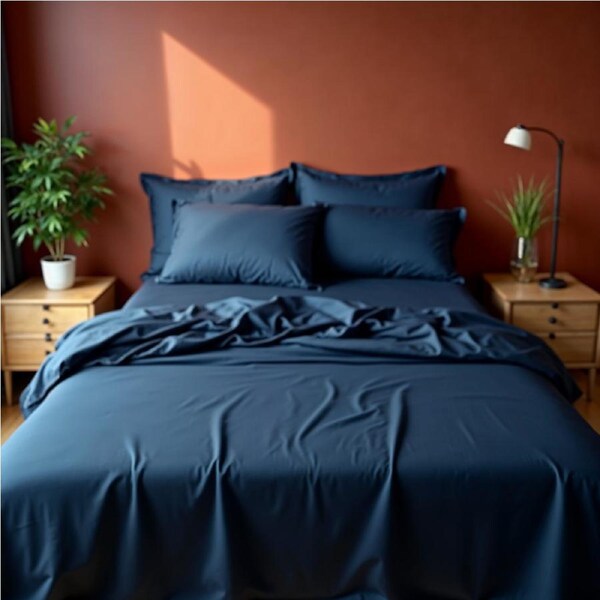 Royal Comfort Balmain Bamboo Cotton Sheet Set and Bamboo Quilt Bundle Royal Blue / Queen
