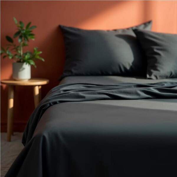 Royal Comfort Bed Set 1 x Bamboo Cotton Balmain Sheet Set And 1 x Bamboo Quilt Charcoal / Queen