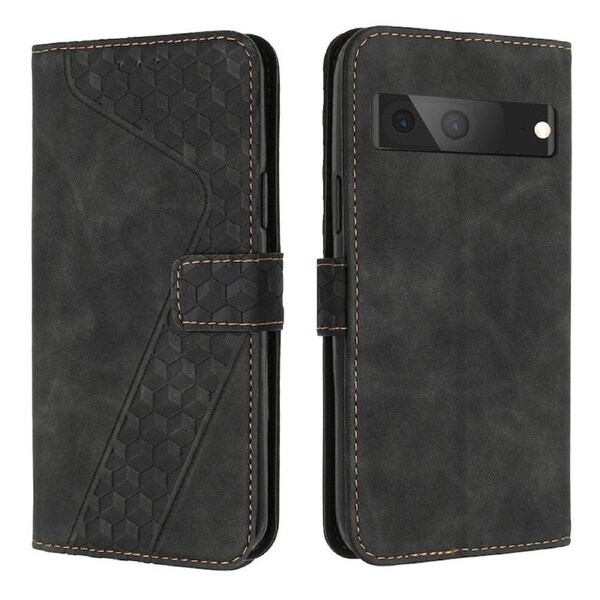 Google Pixel 7A Case, PU Leather Flip Cover Magnetic Clasp Design Wallet Card Slots Stand Case - Black