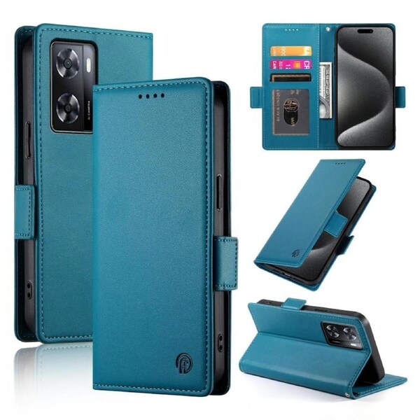 Wallet Case for Oppo A57 4G/A77 4G/A57S 4G,Slim Protective Shockproof Case With Card Holder,Premium PU Leather Kickstand-Blue