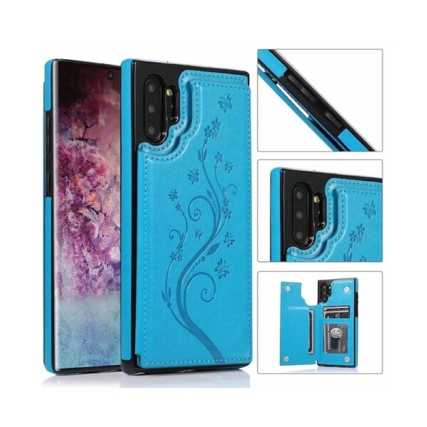 For Samsung Galaxy Note 10 Leather Cover Wallet - Blue